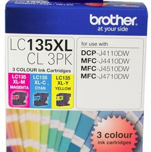 Brother LC135XLCL3PK CMY Colour High Yield Ink Cartridge (Triple Pack)