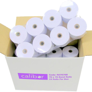Bond Plain Paper Rolls 76x76mm 1-Ply - Box of 24