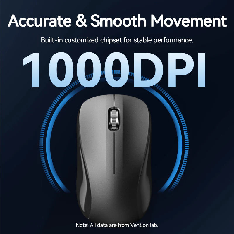 Vention USB Wired Full-Sized Silent Keyboard and Mouse Combo Black Slim Type - Image 3