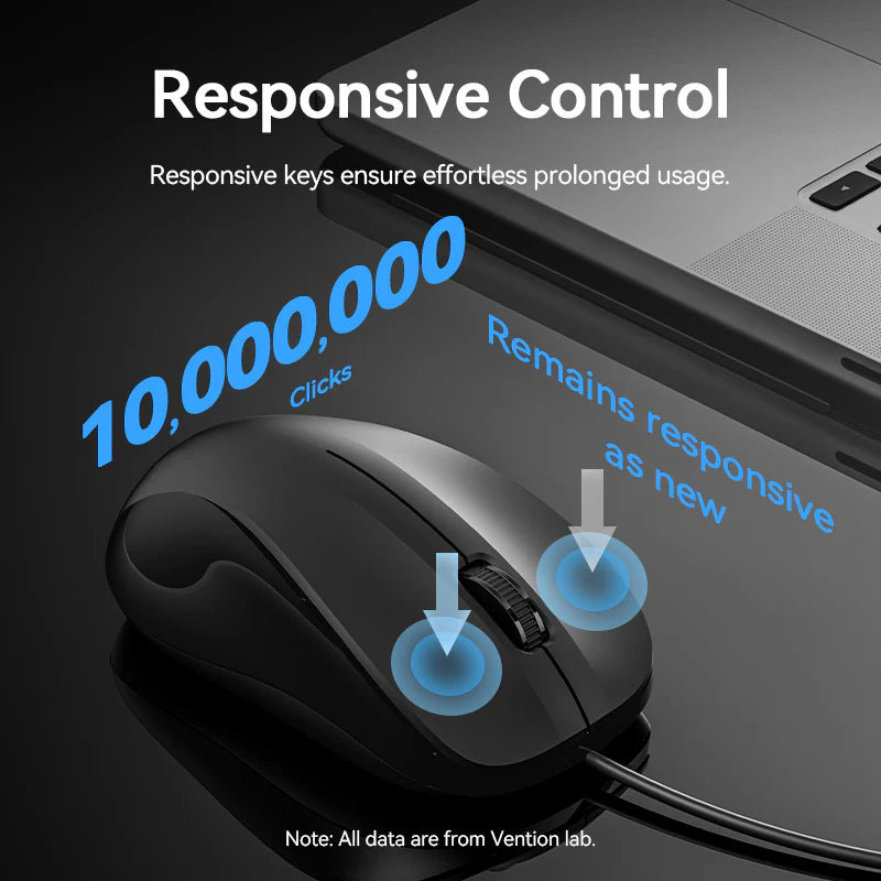 Vention USB Wired Full-Sized Silent Keyboard and Mouse Combo Black Slim Type - Image 4