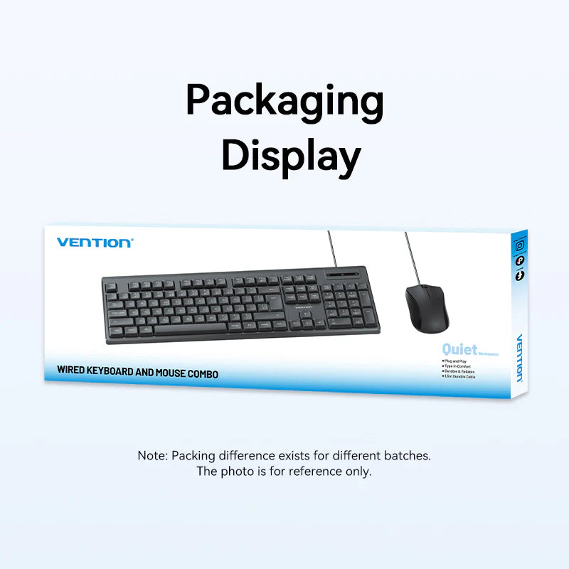 Vention USB Wired Full-Sized Silent Keyboard and Mouse Combo Black Slim Type - Image 15