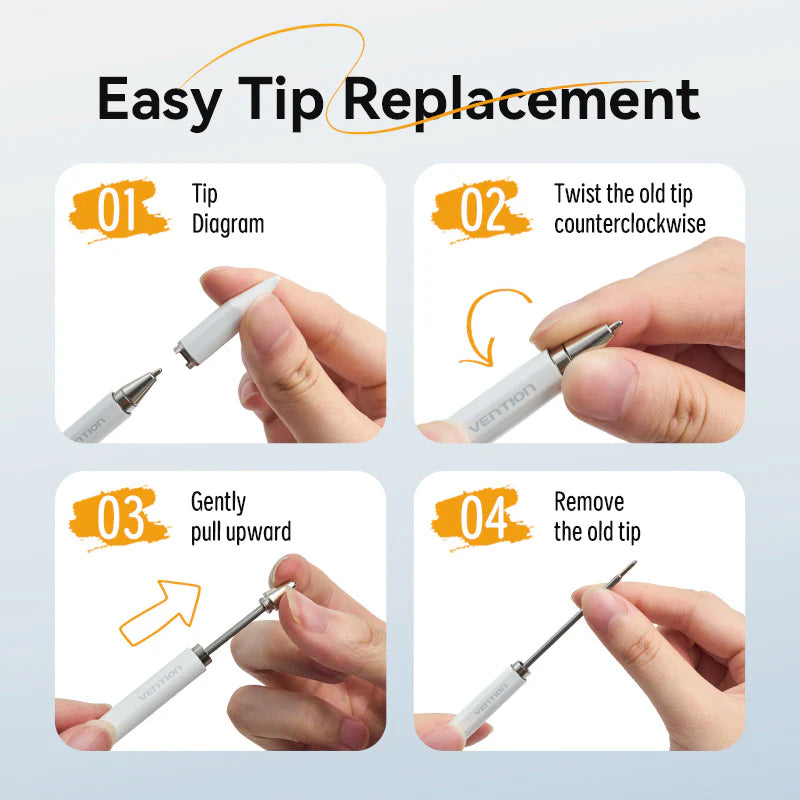 Vention 3-in-1 Magnetic Stylus Pen White Aluminum Alloy Type - Image 9