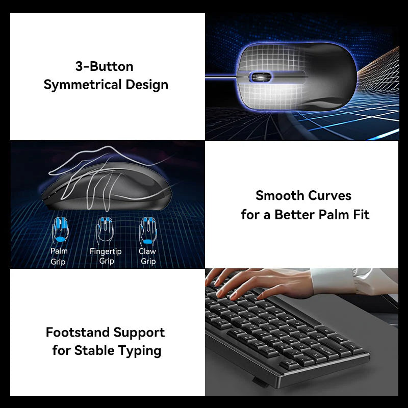 Vention USB Wired Full-Sized Silent Keyboard and Mouse Combo Black Slim Type - Image 10