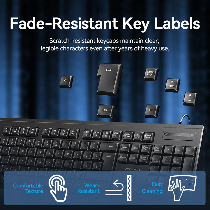 Vention USB Wired Full-Sized Silent Keyboard and Mouse Combo Black Slim Type - Image 12