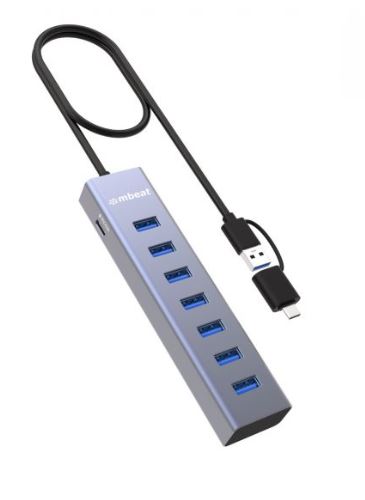 mbeat 7-Port USB Hub with Dual USB-A & USB-C Connector