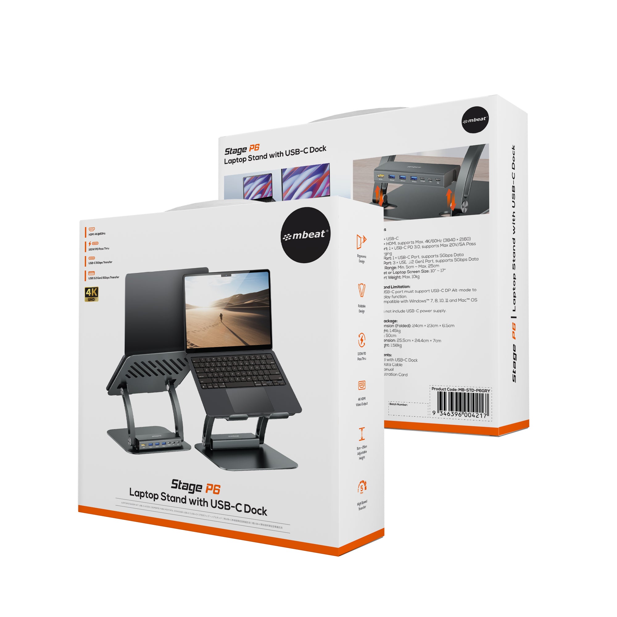 mbeat Stage P6 Laptop Stand with USB-C Dock - Image 8