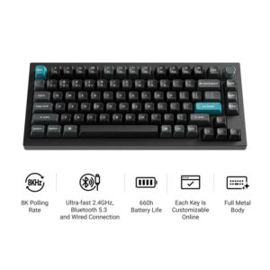 Keychron Q1 Ultra 8K Wireless Black Silk POM Switch BROWN Custom Mechanical Keyboard