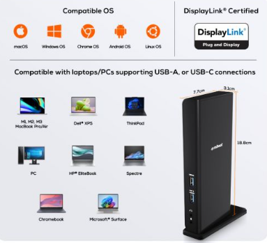 mbeat USB-C/A Dual HDMI DisplayLink Docking Station - Image 7