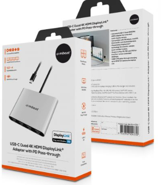 mbeat USB-C Quad 4K HDMI DisplayLink Adapter with PD Pass-through - Image 4