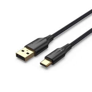 Vention Nylon Braided USB 2.0 A Male to C Male 3A Cable 1M Black LED Type