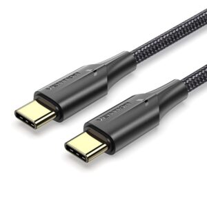 Vention Nylon Braided USB 2.0 C Male to C Male 3A Cable 1.5M Black LED Type