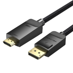 Vention Cotton Braided 4K DP Male to HDMI-A Male HD Cable 2M Black