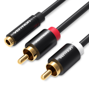 Vention 3.5mm Female to 2RCA Male Audio Cable 2M Black Metal Type