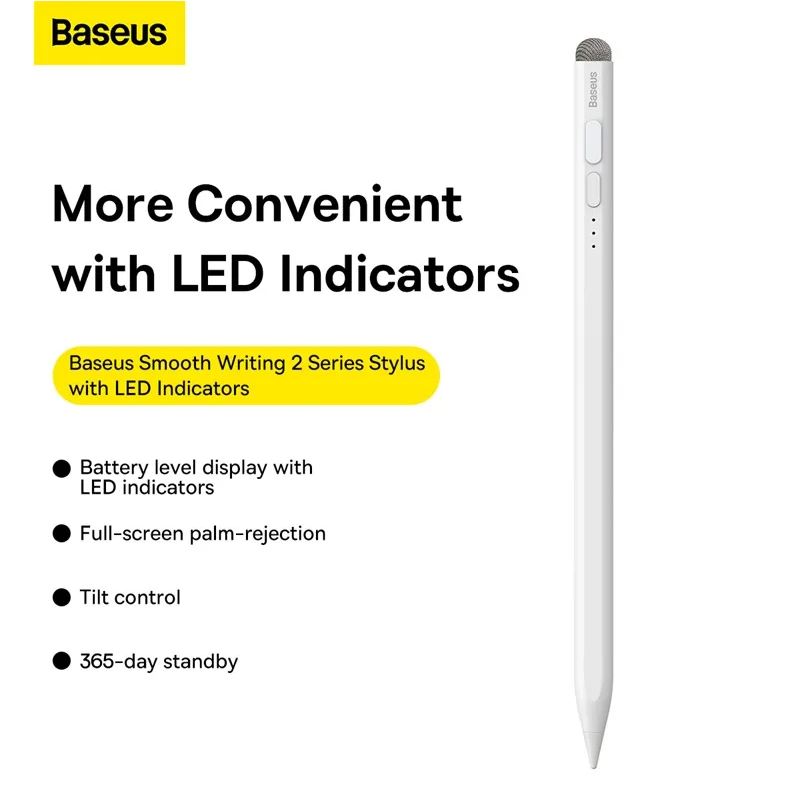 Baseus Smooth Writing 2 Series Stylus with LED Indicators, White - Image 2