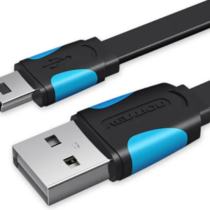 Vention Flat USB2.0 A Male to Mini 5 Pin Male Cable 1M Black