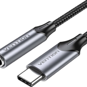 Vention USB-C Male to 3.5MM Earphone Jack With DAC Adapter 1M Gray Aluminum Alloy Type