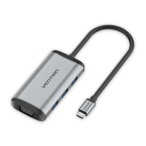 Vention Multi-function USB-C to HDMI/VGA/USB3.0*3/PD Docking Station 0.15M Gray Metal Type