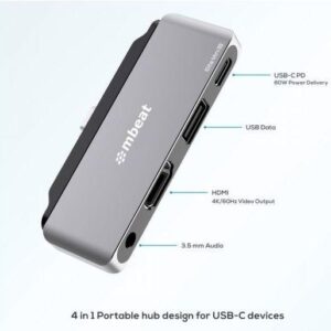 mbeat Elite Mini P6 4-in-1 USB-C Portable Hub