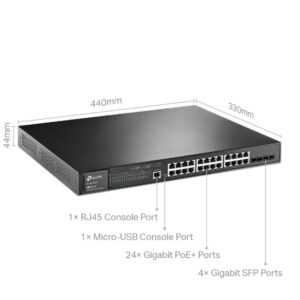 TP LINK JetStream 28-Port Gigabit L2 Managed Switch with 24-Port PoE+