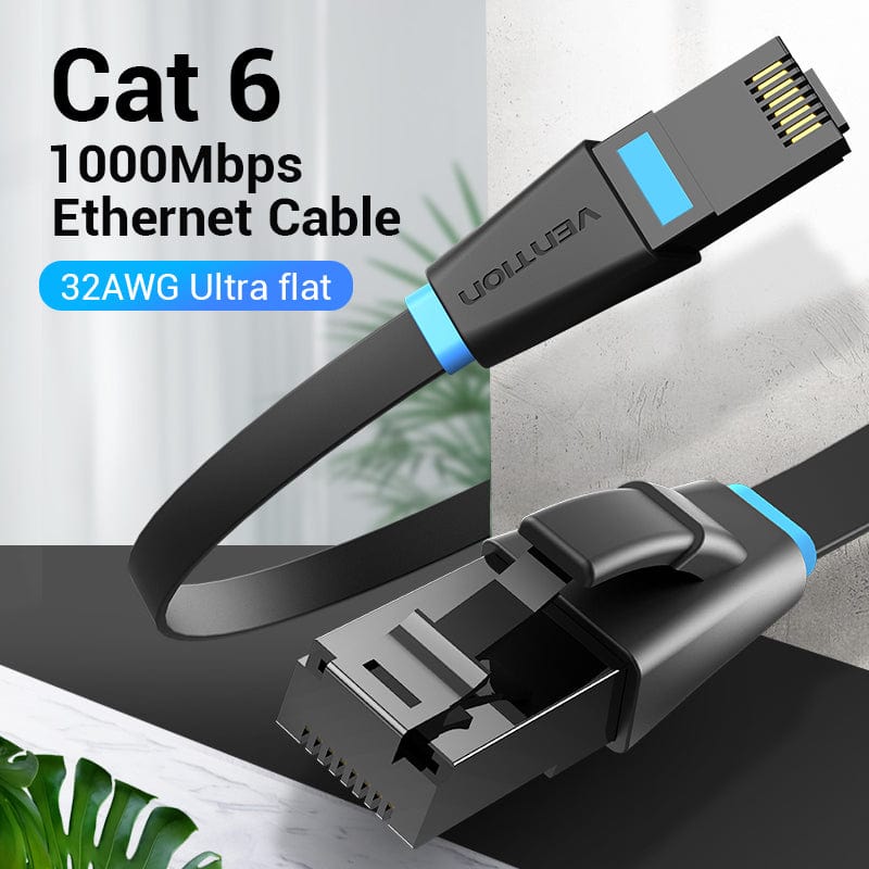 Vention Flat Cat.6 UTP Patch Cable 5M Black - Image 2