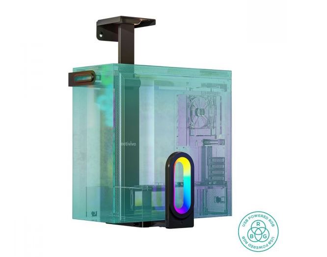 activiva RGB Ultra-Wide Adjustable Wall & Under-Desk Gaming PC Mount - Image 2