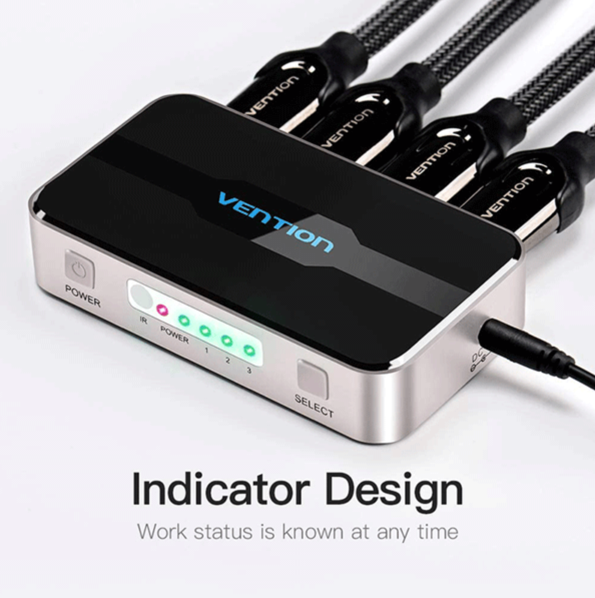 Vention 3 In 1 Out HDMI Switch Gray Metal Type - Image 2