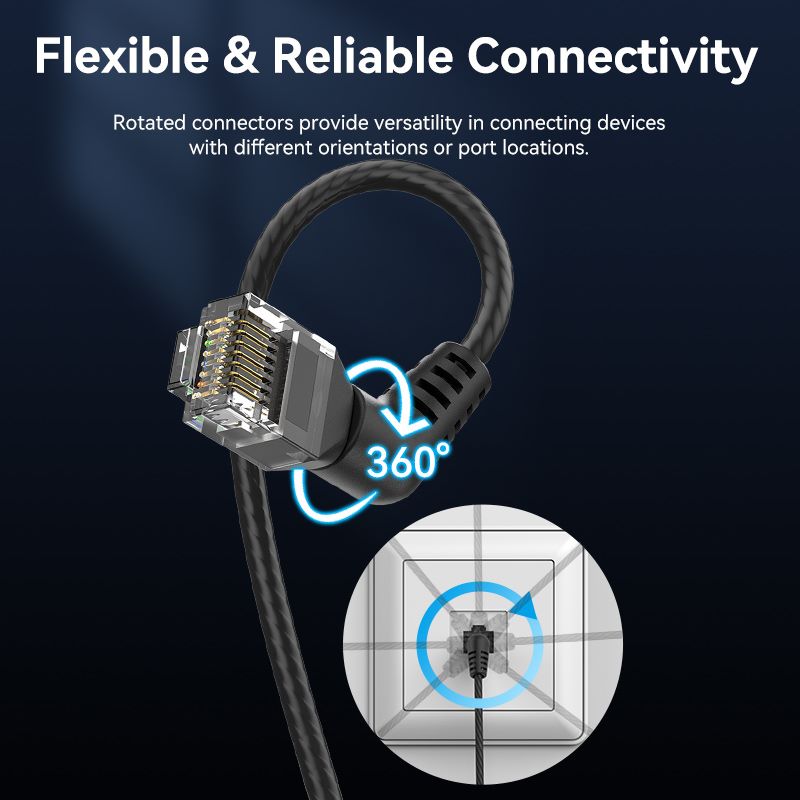 Vention Cat6A UTP Rotate Right Angle Ethernet Patch Cable 1.5M Blue Slim Type - Image 3