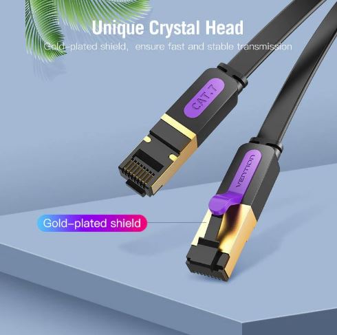 Vention Flat Cat.7 Extension Patch Cable 1M Black - Image 4