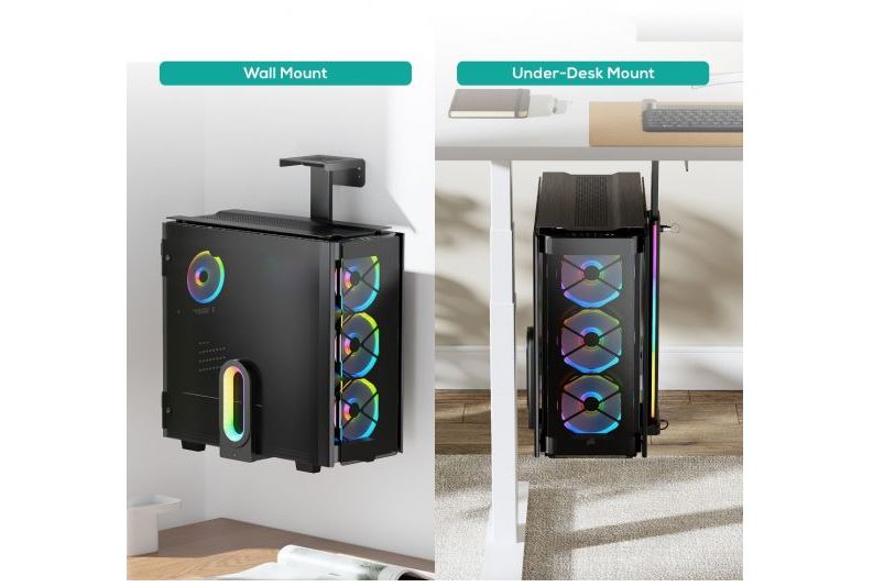 activiva RGB Ultra-Wide Adjustable Wall & Under-Desk Gaming PC Mount - Image 4