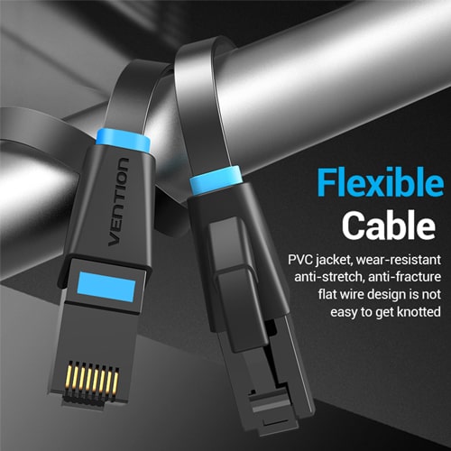 Vention Flat Cat.6 UTP Patch Cable 40M Black - Image 4