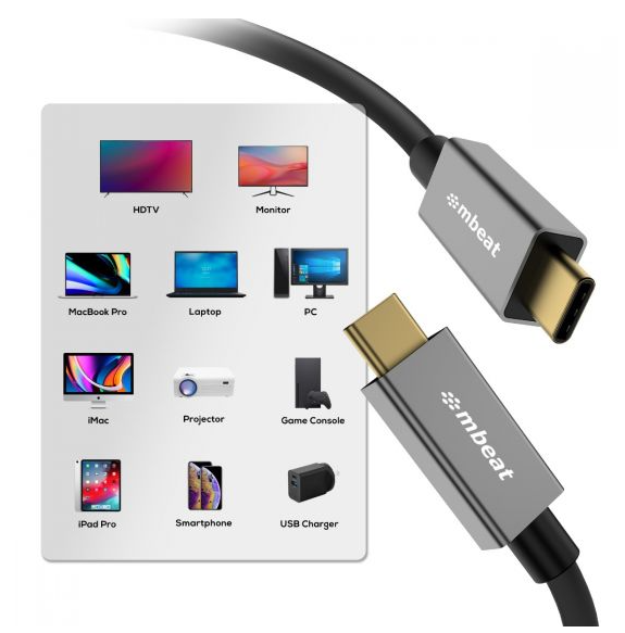 mbeat Tough Link 1m USB 4.0 USB-C Cable - Space Grey - Image 5