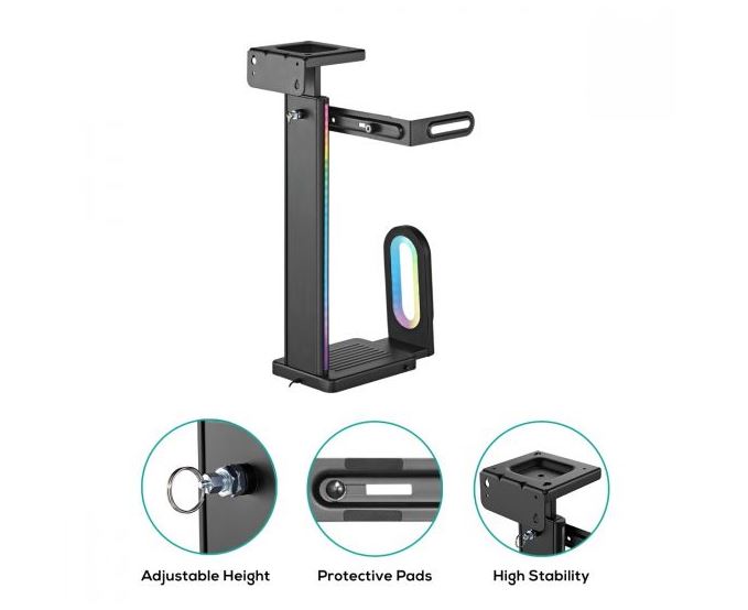 activiva RGB Ultra-Wide Adjustable Wall & Under-Desk Gaming PC Mount - Image 5