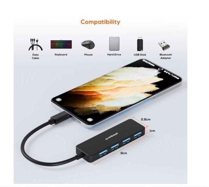 mbeat 4-Port USB Hub with USB-C DC Port - Image 6