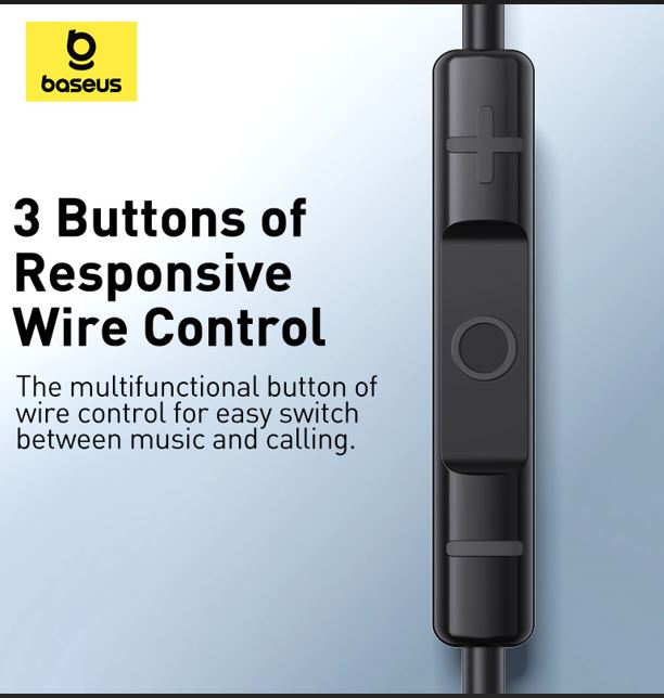 Baseus Enock CZ17 Semi-In-Ear Wired Earphones - Black - Image 2