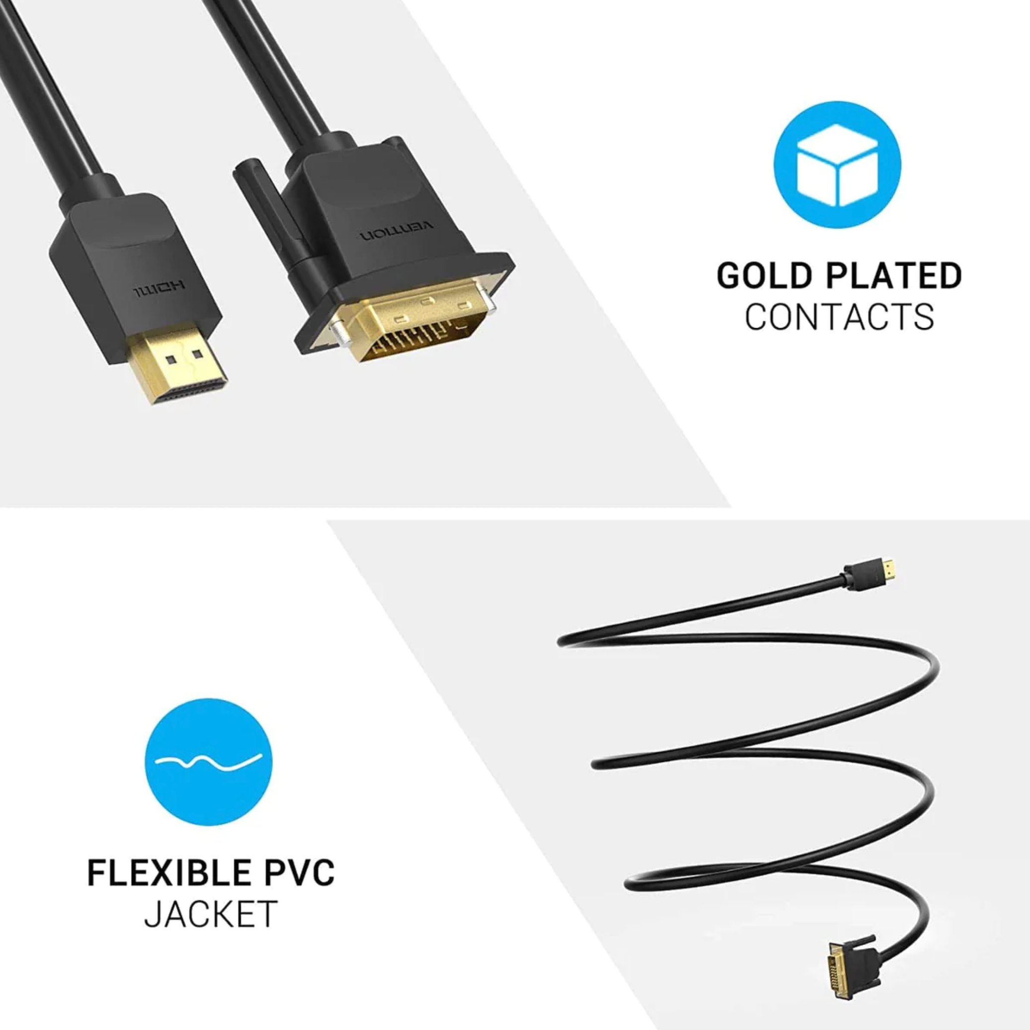Vention HDMI to DVI Cable 2M Black - Image 8