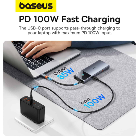 Baseus Metal Gleam Series II 6-in-1 USB HUB, USB-C to 1*HDMI4K@60Hz+1*USB-CË10Gbps+2*USB-A(10Gbps)+1*RJ45+1*USB-CËPD - Image 5