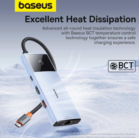 Baseus Metal Gleam Series II 6-in-1 USB HUB, USB-C to 1*HDMI4K@60Hz+1*USB-CË10Gbps+2*USB-A(10Gbps)+1*RJ45+1*USB-CËPD - Image 4