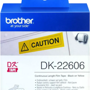 Brother DK22606 Continuous Paper Tpe (Blk Pnt on Yellow) 62mm x 15.24m
