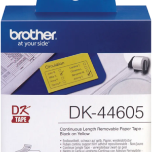 Brother DK44605 Yellow Continuous Removable Paper Tape 54mm x 30.48m