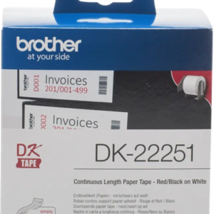 Brother DK22251 Continuous Length Paper Label Tape Red and Black