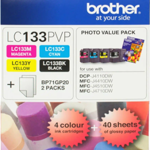 Brother LC133PVP Combo Pack with 40 Sheets of 6x4 Photo Paper