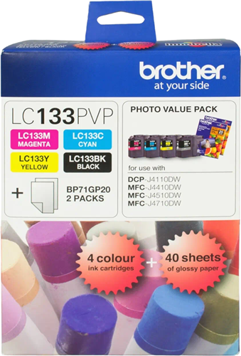 Brother LC133PVP Combo Pack with 40 Sheets of 6x4 Photo Paper