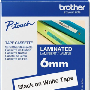 Brother TZe-211 6mm x 8m Black on White Tape