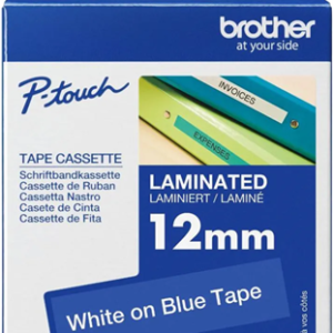 Brother TZe-535 12mm x 8m White on Blue Tape