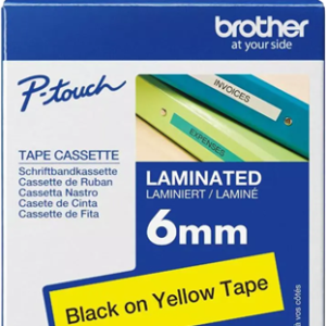 Brother TZe-611 6mm x 8m Black on Yellow Tape