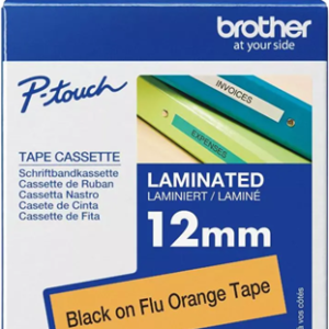 Brother TZe-B31 12mm x 8m Black on Fluro Orange Tape