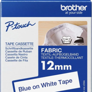 Brother TZe-FA3 12mm x 3m Blue on White Fabric Tape
