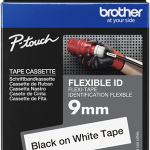 Brother TZe-FX221 9mm x 8m Black on White Flexi ID Tape