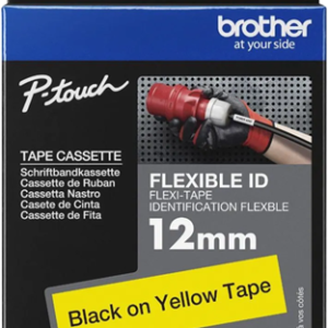 Brother TZe-FX631 12mm x 8m Black on Yellow Flexi ID Tape