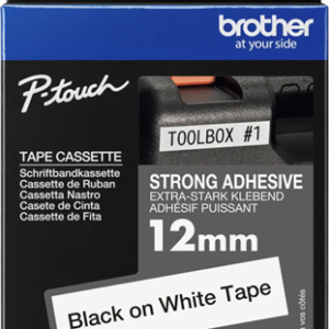 Brother TZe-S231 12mm x 8m Extra Strength Black on White Tape
